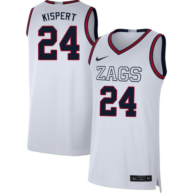 Men #24 Corey Kispert Gonzaga Bulldogs College Basketball Jerseys Sale-White